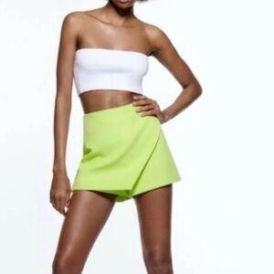 ZARA Neon Lime Wrap Skort – XS (US XS / EU XS / MEX 24)